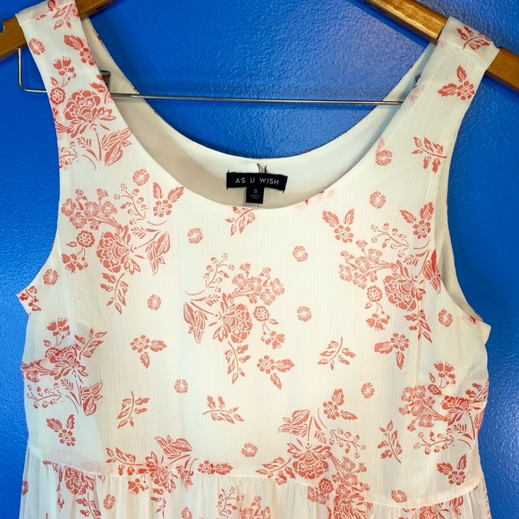 As U Wish Color Block Orange and Cream Floral Dress - Picture 7 of 10